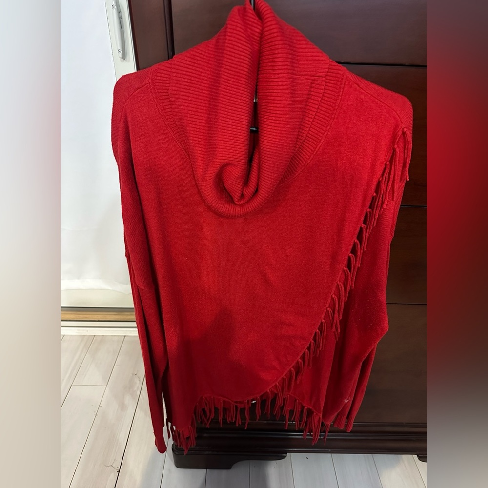 Michael Kors red fringe sweater